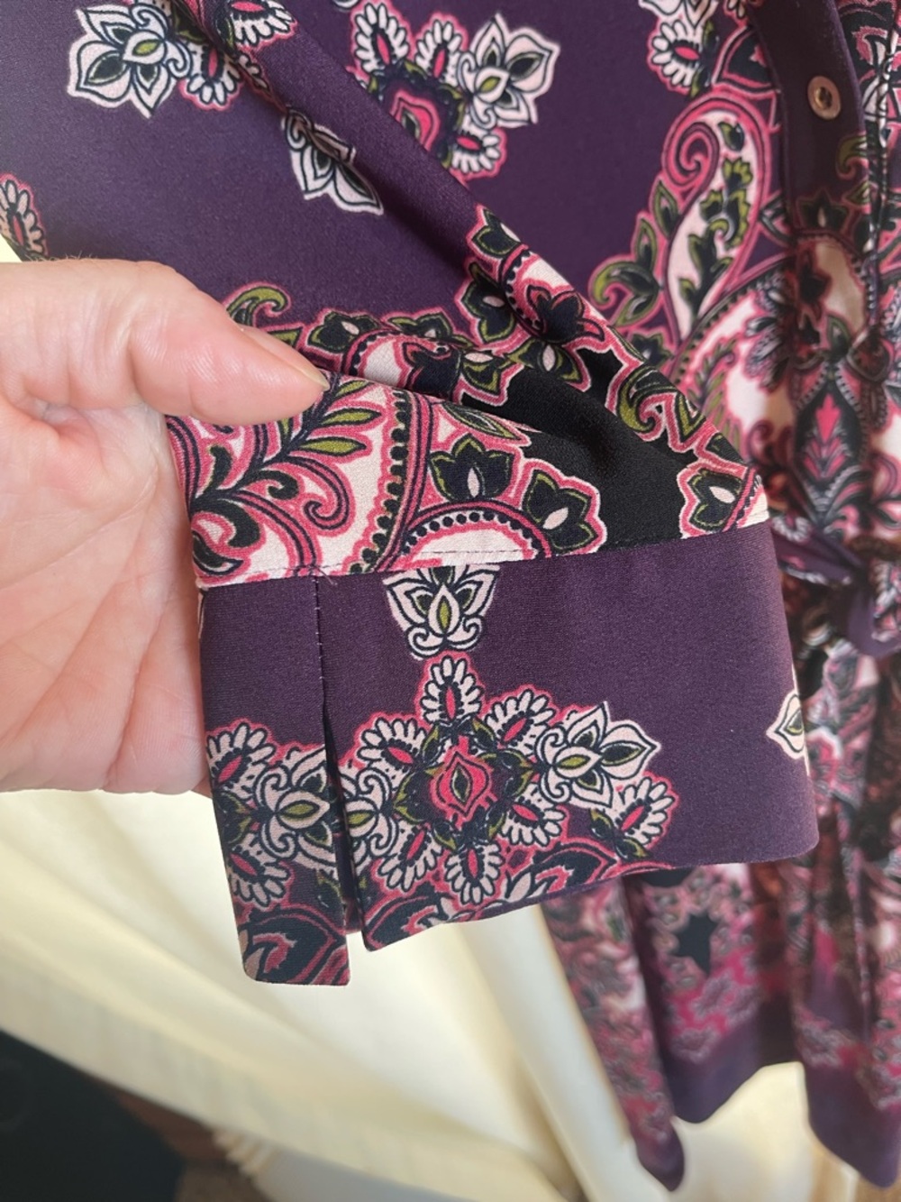 DM Collection Paisley Wrap Dress - Burgundy & Navy - Picture 4 of 7